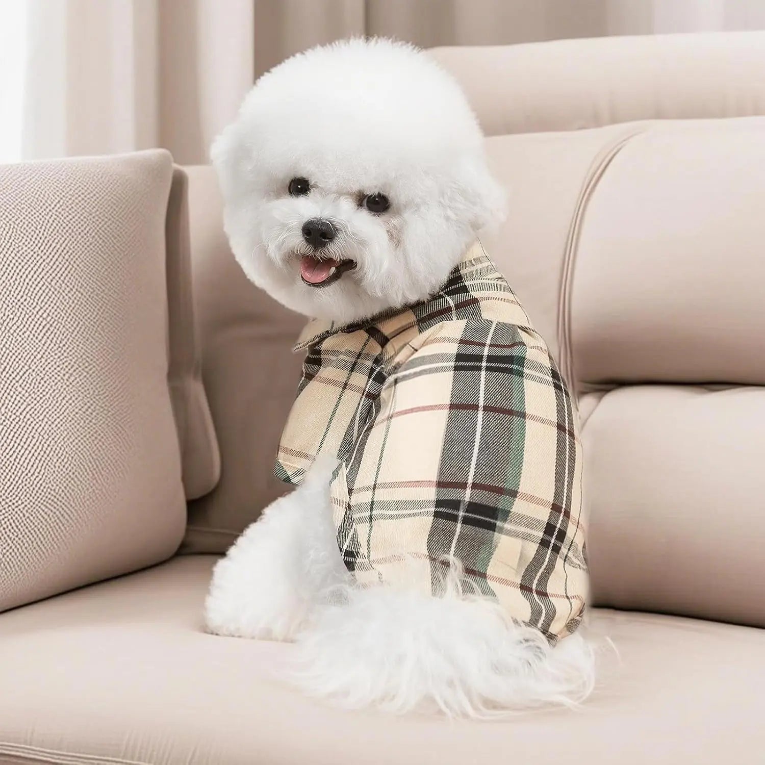 Plaid Dog Polo Shirt Soft Pet Outfit for Small &amp; Medium Dogs and Cats