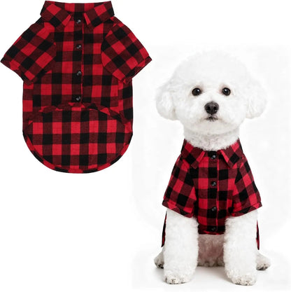 Plaid Dog Polo Shirt Soft Pet Outfit for Small &amp; Medium Dogs and Cats