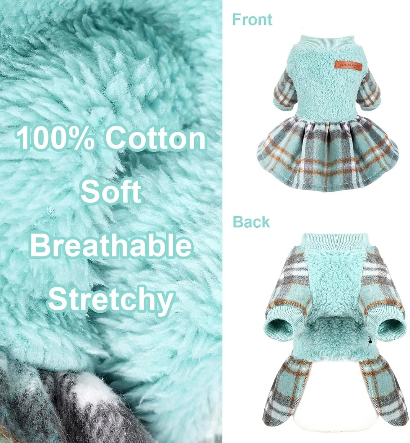 Plaid Dog Sweater Dress for Small Dogs – Warm Winter Outfit for Girl &amp; Boy Puppies