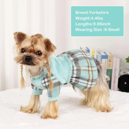 Plaid Dog Sweater Dress for Small Dogs – Warm Winter Outfit for Girl &amp; Boy Puppies
