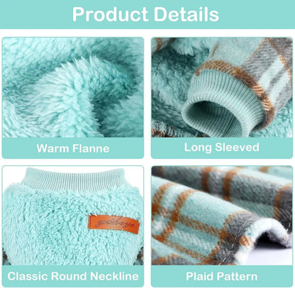 Plaid Dog Sweater Dress for Small Dogs – Warm Winter Outfit for Girl &amp; Boy Puppies