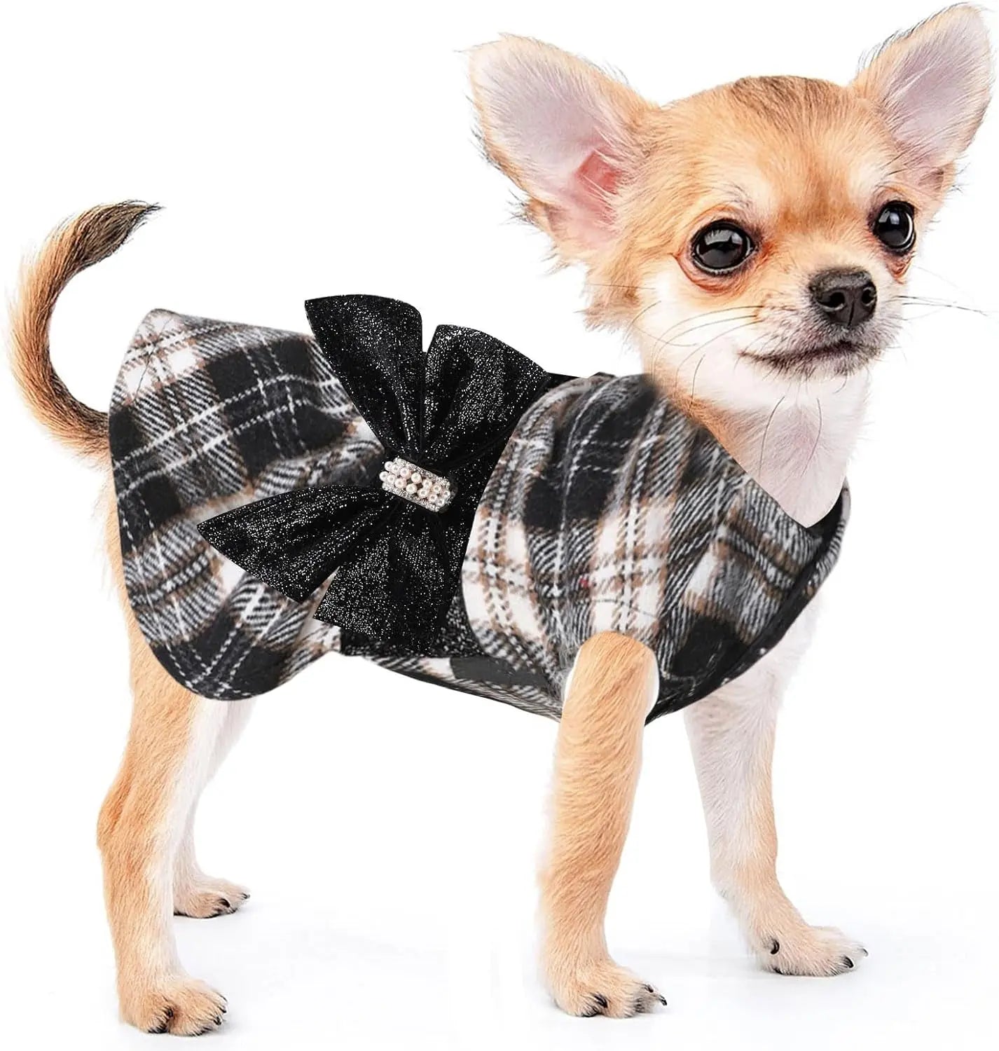 Plaid Dog Sweater Dress for Small Dogs – Warm Winter Outfit for Girl &amp; Boy Puppies