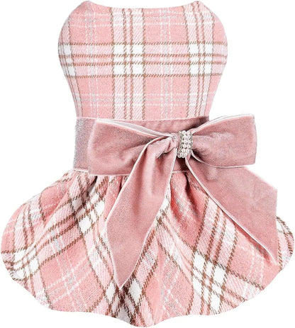 Plaid Dog Sweater Dress for Small Dogs – Warm Winter Outfit for Girl &amp; Boy Puppies