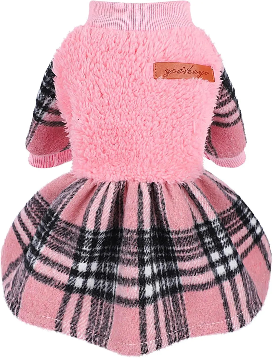 Plaid Dog Sweater Dress for Small Dogs – Warm Winter Outfit for Girl &amp; Boy Puppies