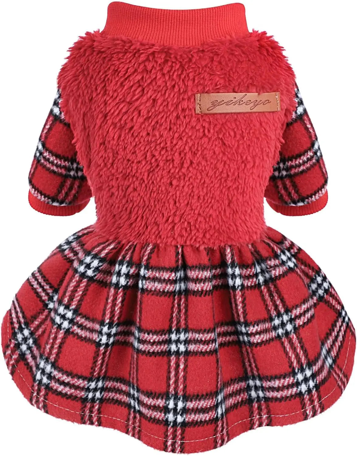 Plaid Dog Sweater Dress for Small Dogs – Warm Winter Outfit for Girl &amp; Boy Puppies