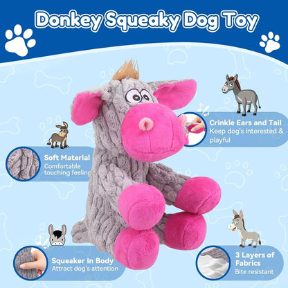 Plush Crinkle Squeaky Dog Toy for Small Medium &amp; Large Dogs – Tough Chew
