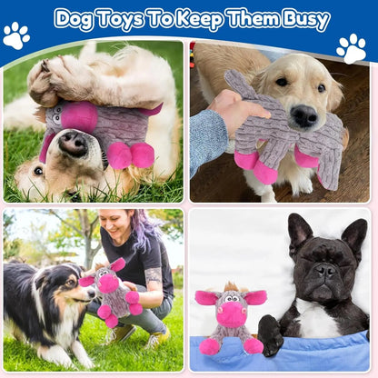 Plush Crinkle Squeaky Dog Toy for Small Medium &amp; Large Dogs – Tough Chew