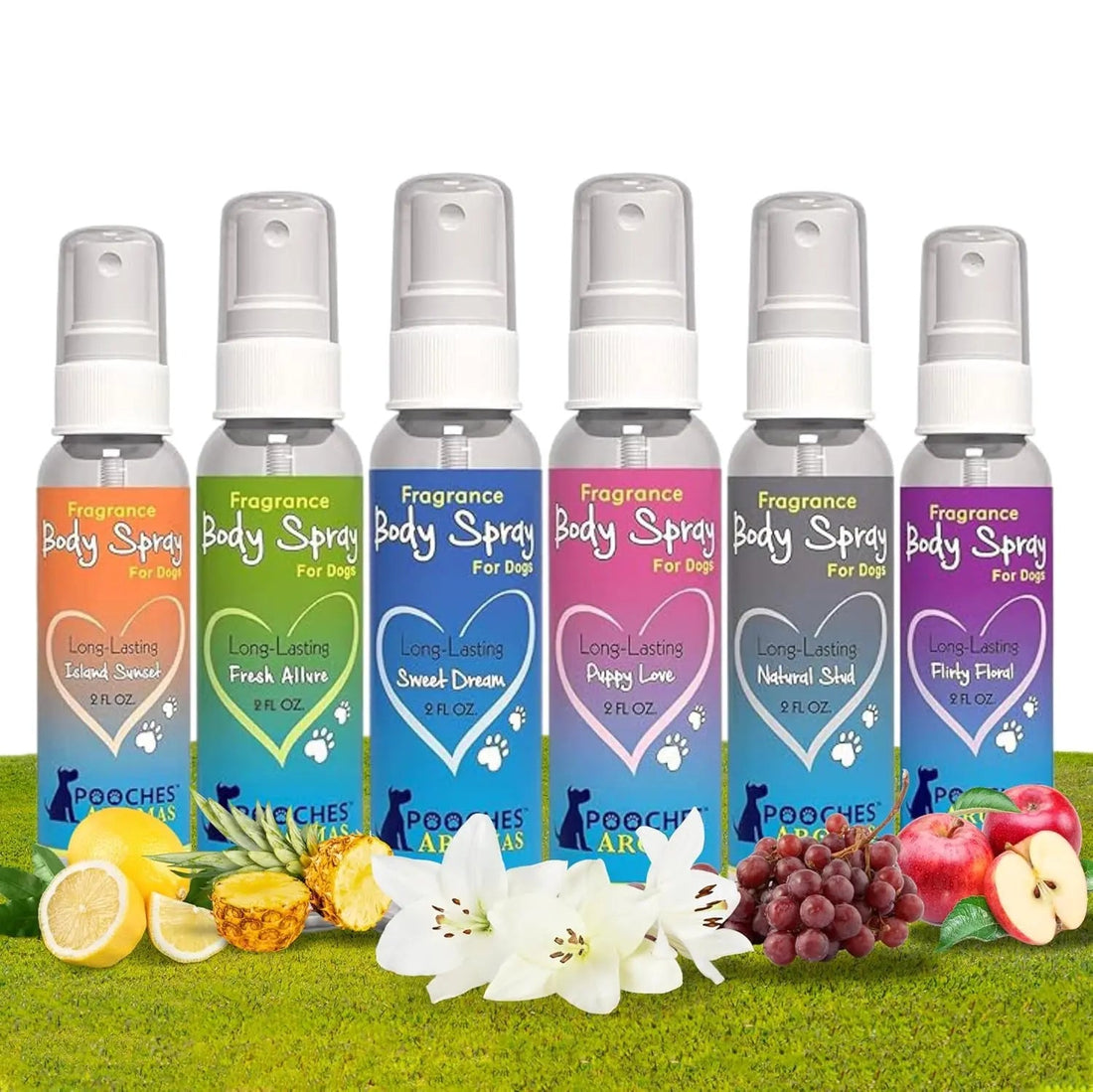 Pooches Aromas Natural Dog Cologne 6-Pack Long-Lasting Grooming Spray 2oz