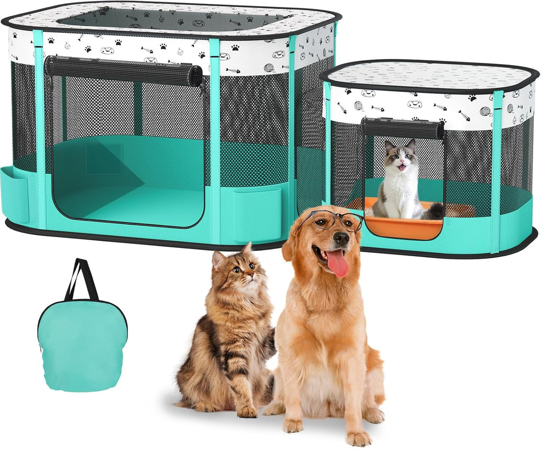 Portable Cat &amp; Dog Playpen Foldable Pet Tent 32" Indoor Outdoor 600D Oxford