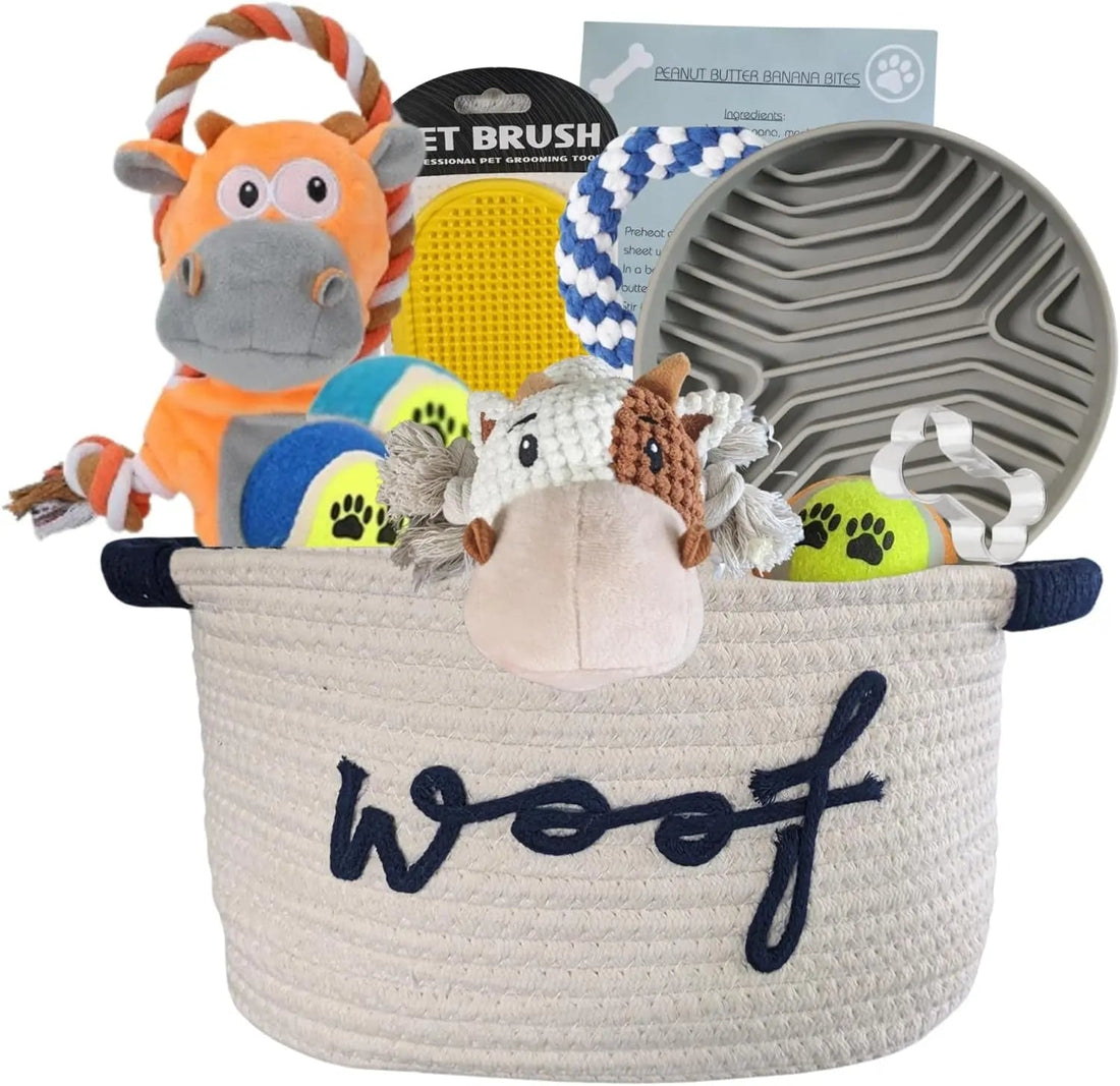 Premium New Puppy Gift Basket – Dog Starter Kit &amp; Birthday Toy Set