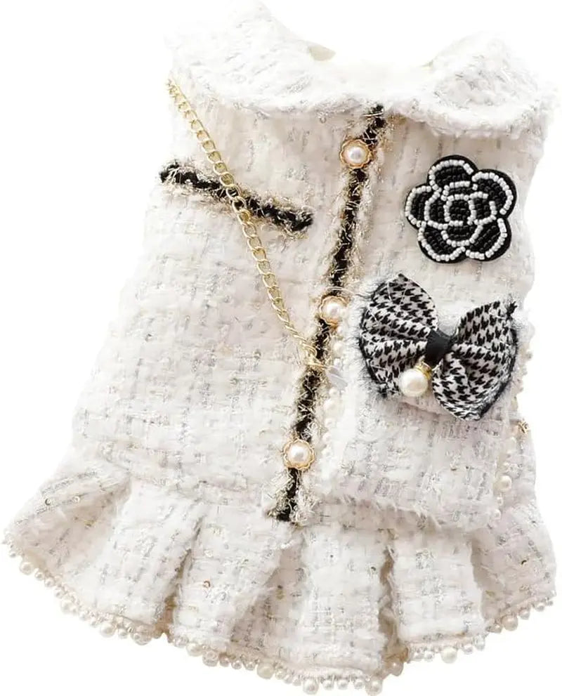Princess Dog Dress | Lolita Tweed Coat Outfit for Small Dogs &amp; Puppies