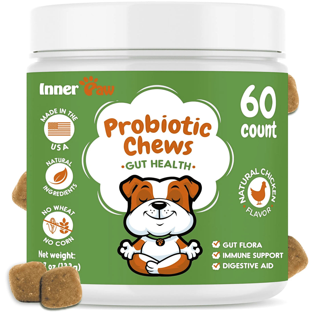 Probiotics for Dogs – Allergy, Gut Health &amp; Digestive Support Chews for Itchy Skin, Yeast &amp; Diarrhea