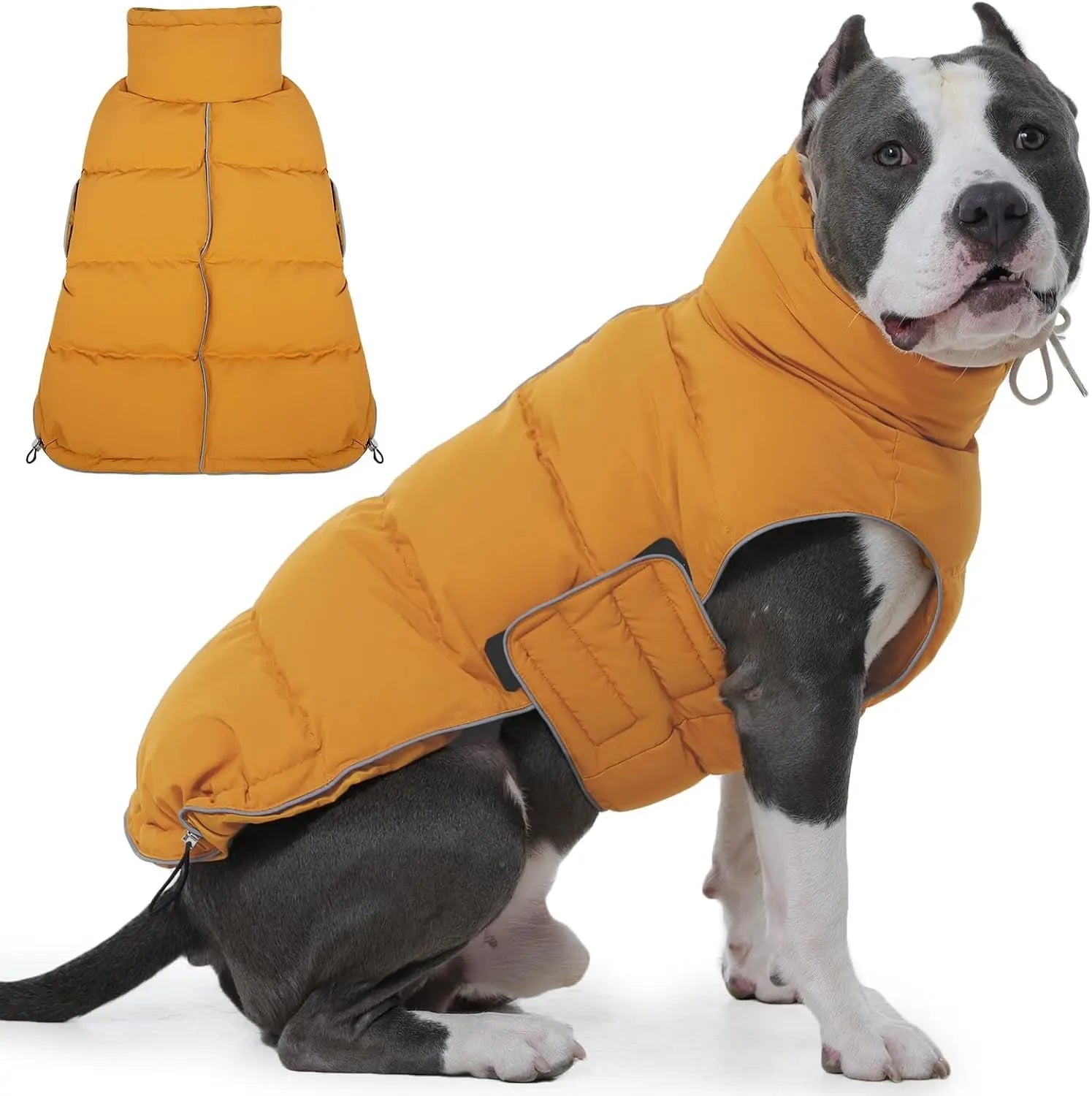Puffer Waterproof Dog Jacket – Warm Winter Coat XS–3XL, Reflective &amp; Adjustable