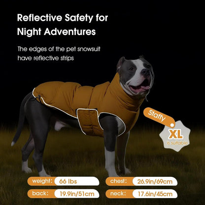 Puffer Waterproof Dog Jacket – Warm Winter Coat XS–3XL, Reflective &amp; Adjustable