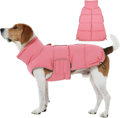 Puffer Waterproof Dog Jacket – Warm Winter Coat XS–3XL, Reflective &amp; Adjustable