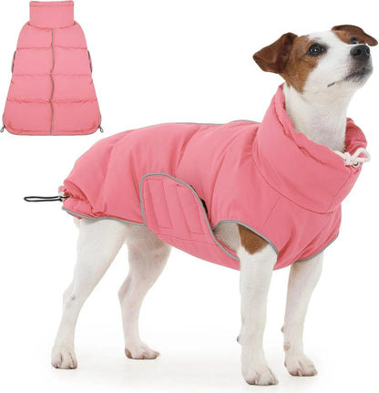Puffer Waterproof Dog Jacket – Warm Winter Coat XS–3XL, Reflective &amp; Adjustable