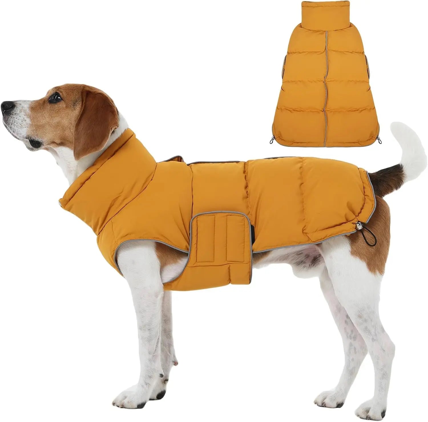 Puffer Waterproof Dog Jacket – Warm Winter Coat XS–3XL, Reflective &amp; Adjustable