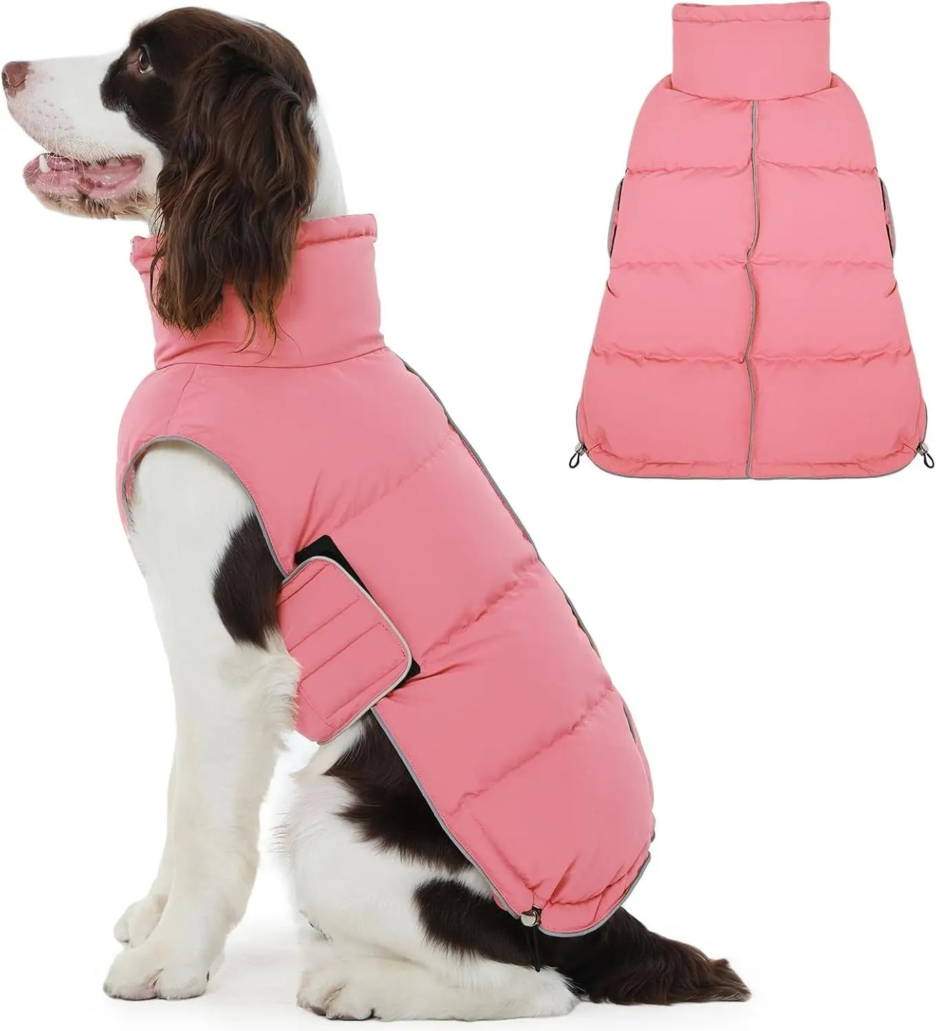 Puffer Waterproof Dog Jacket – Warm Winter Coat XS–3XL, Reflective &amp; Adjustable
