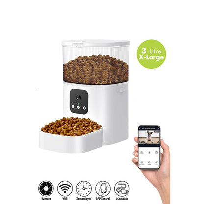 Kiwi Pets Smart Pet Feeder: 3L Automatic Food Dispenser with App Control &amp; Voice Recording - Programmable Cat &amp; Dog Feeder