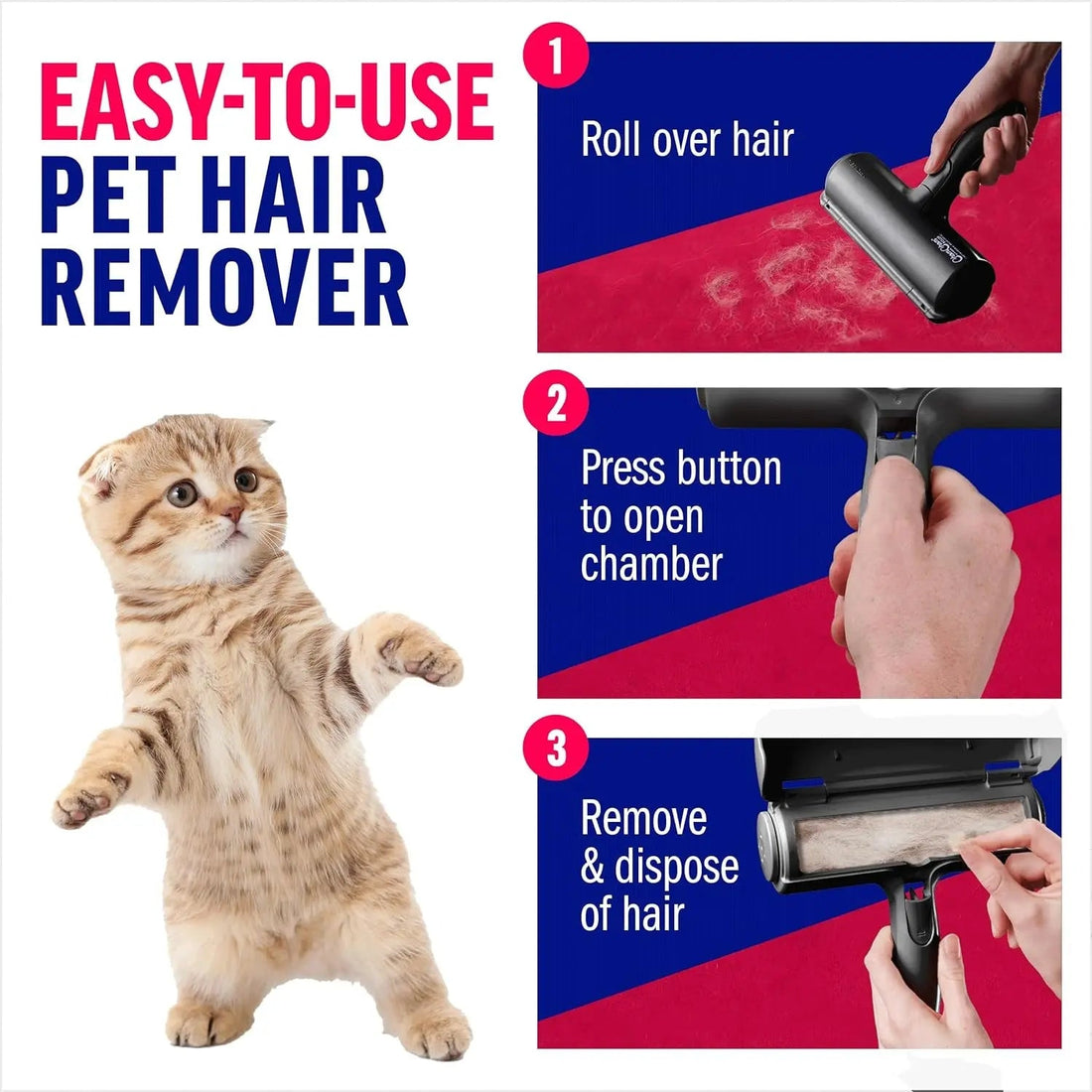 Reusable Pet Hair Remover Roller for Furniture, Carpet &amp; Clothing