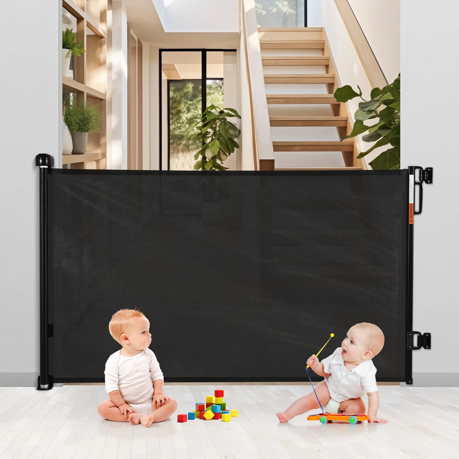 Retractable Baby Gate,HDJ 120inch Extra Wide Baby Safety Gate for Stairs,Doorways,Dog Gate Pet Gate for Indoor and Outdoor,Black