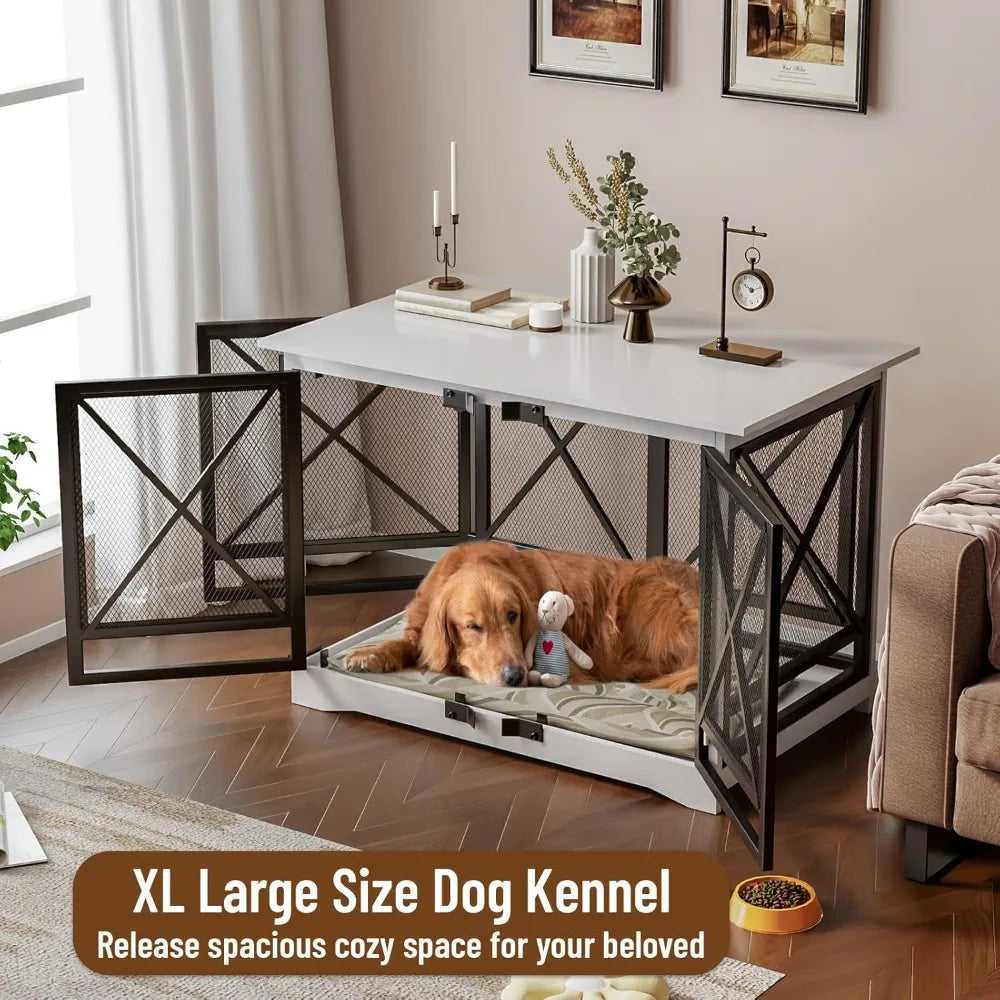 Heavy Duty Wooden Dog Crate End Table For Large Breeds
