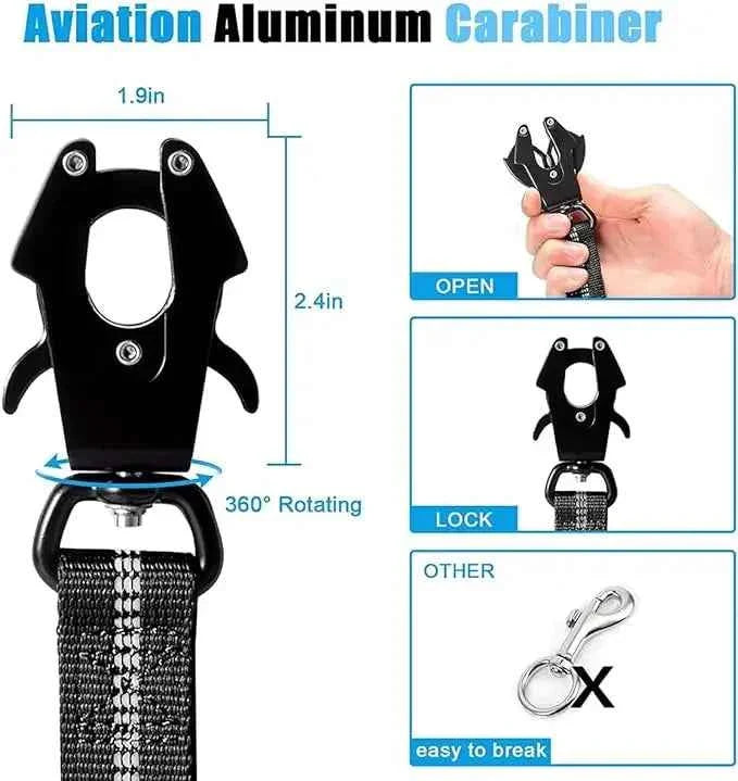 Reflective Tactical Bungee Dog Leash with Seatbelt