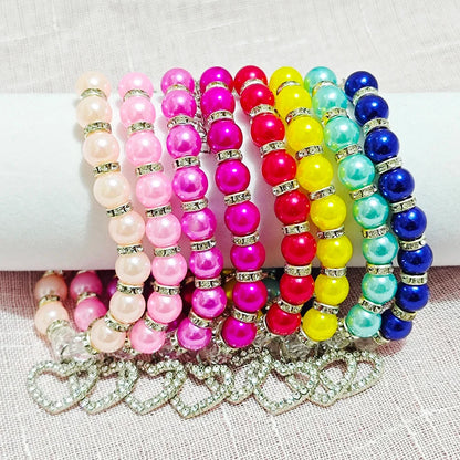 New Cute Pet Pearl Necklace with Heart-shaped Rhinestone Pendant Adjustable Cat Dog Collar Jewelry For Small Pets 8 Colors