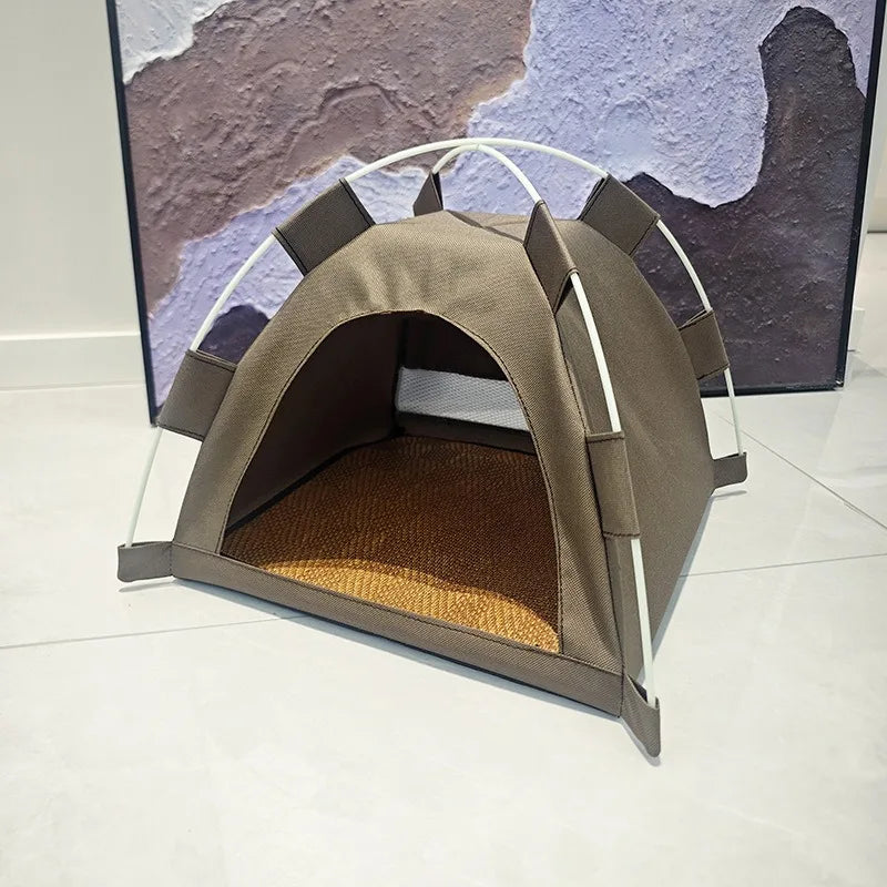 Pet Teepee Durable Floor Mat Dog &amp; Cat House for Indoor/Outdoor Camping  Comfortable for Pets Foldable Cat Bed and Dog Bed cage