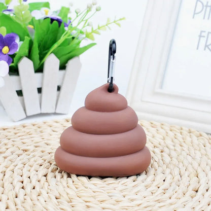 Vinyl Poop Shaped Pet Poop Bag Dispenser Funny Dog Cat Waste Holder Portable for Outdoor Walking Travel
