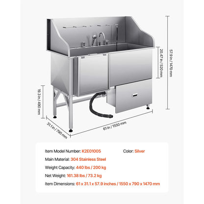 SucceBuy Stainless Steel Pet Grooming Station For All Pets