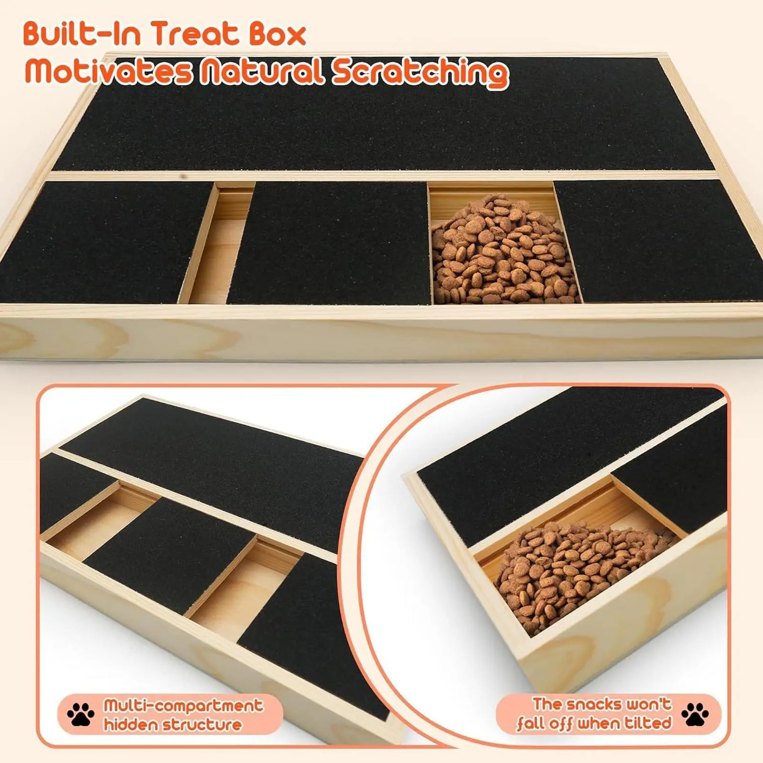 Interactive Dog Scratch Board Nail Filing Grinder Pad with Treat Compartment Self-Grooming Toy for Indoor Dogs Living Room