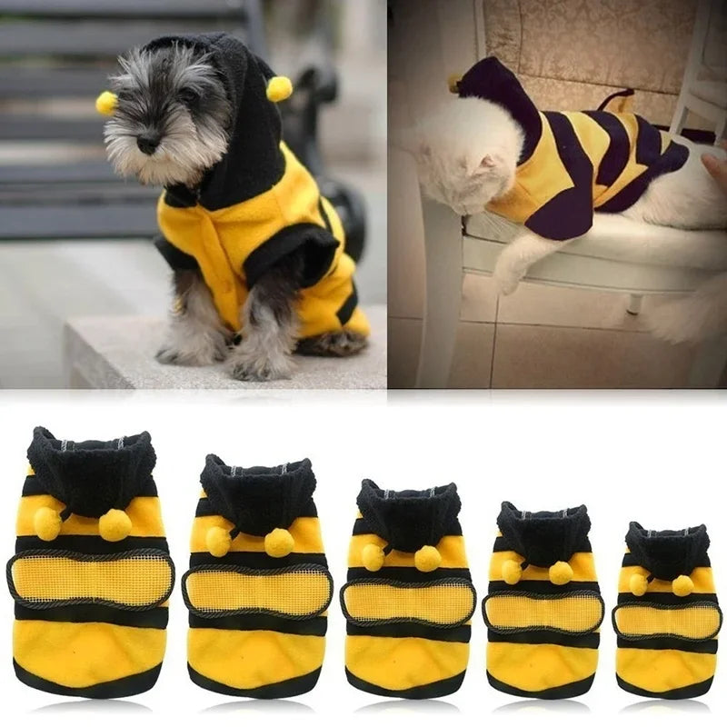 Bee Pet Hoodie – Fleece Dog &amp; Cat Costume Sweater