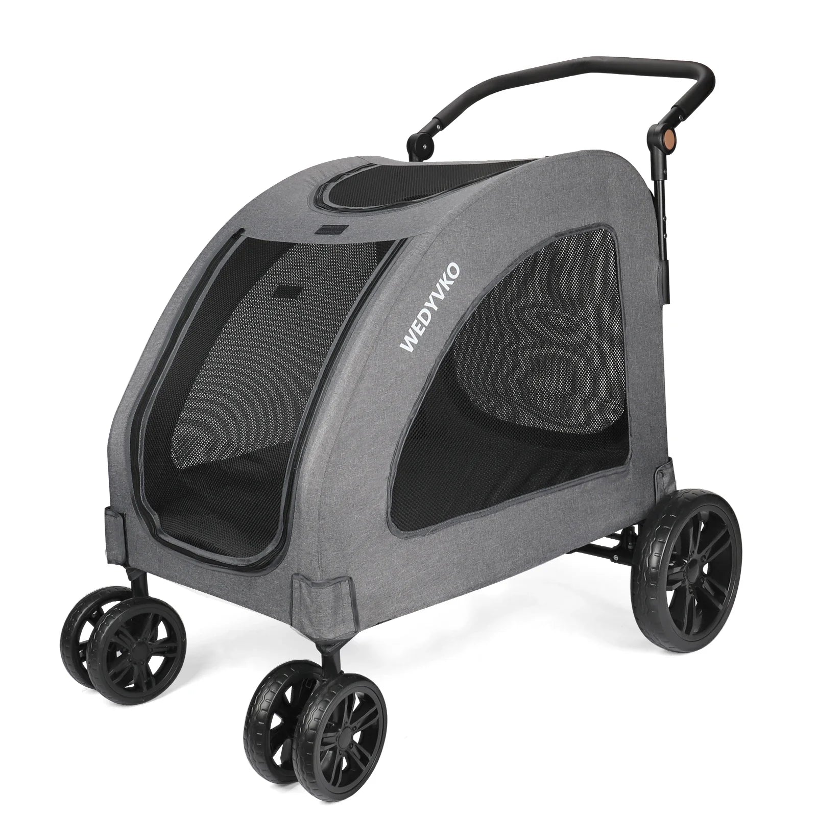 Heavy Duty Dog Stroller for Large Dogs up to 120 lbs, Foldable Pet Wagon with 360° Wheels, All-Round Ventilation, Front &amp; Rear Z