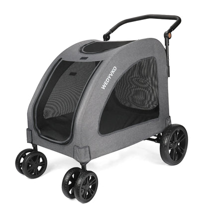 Heavy Duty Dog Stroller for Large Dogs up to 120 lbs, Foldable Pet Wagon with 360° Wheels, All-Round Ventilation, Front &amp; Rear Z