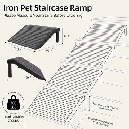 Dog Ramp for Stairs – Non-Slip Pet Steps with Locked-in Carpet &amp; Iron Frame, Helps Senior Dogs &amp; Small Breeds Climb Safely (2-Pa