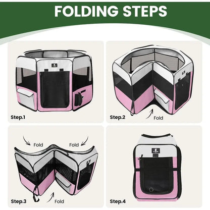 Portable Pet Playpen Foldable Exercise Pen For Dogs Cats Indoor Outdoor