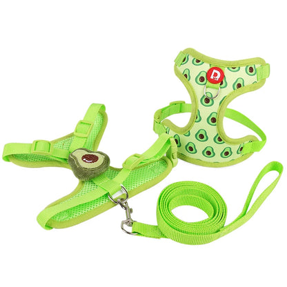 Cute Strawberry Dog Harness Leash Set for Small Medium Dogs Escape Proof Pet Chest Strap Adjustable Breathable Dog Vest Harness