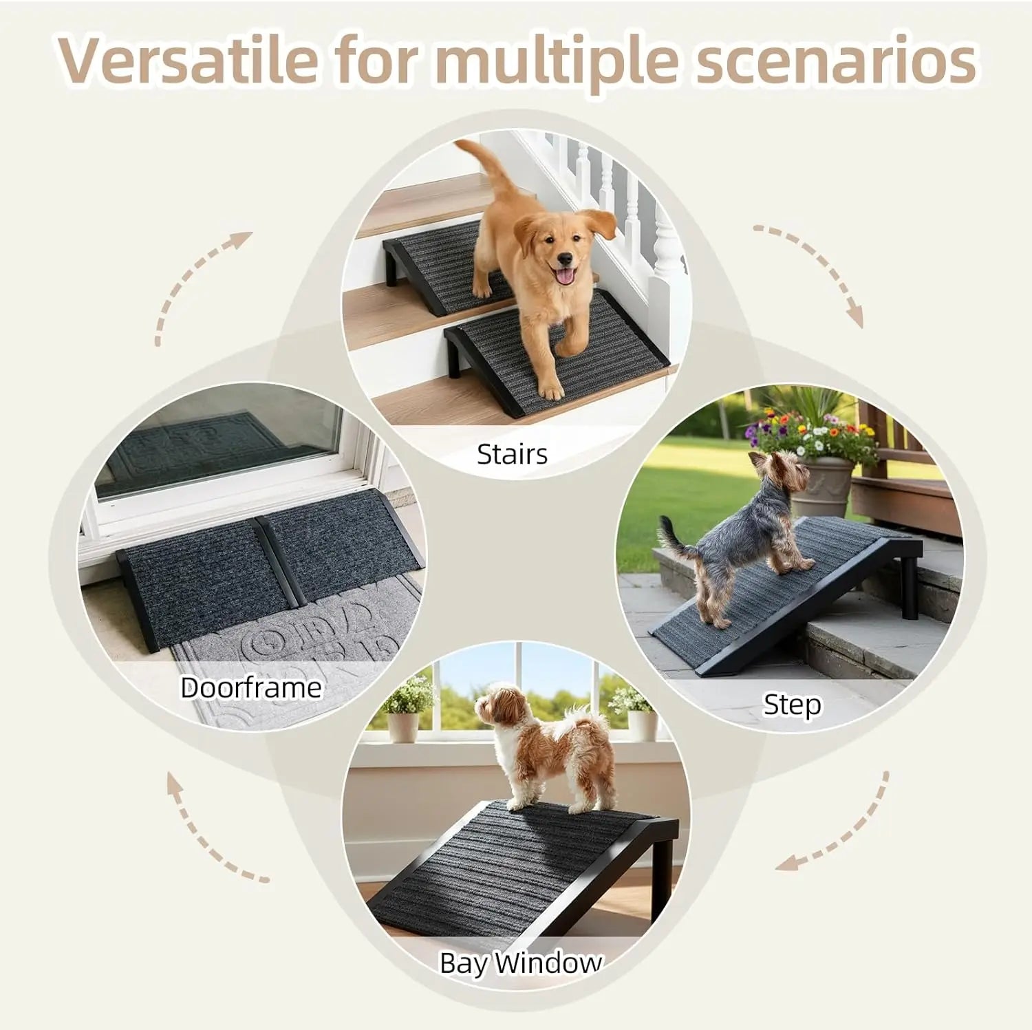 Dog Ramp for Stairs – Non-Slip Pet Steps with Locked-in Carpet &amp; Iron Frame, Helps Senior Dogs &amp; Small Breeds Climb Safely (2-Pa