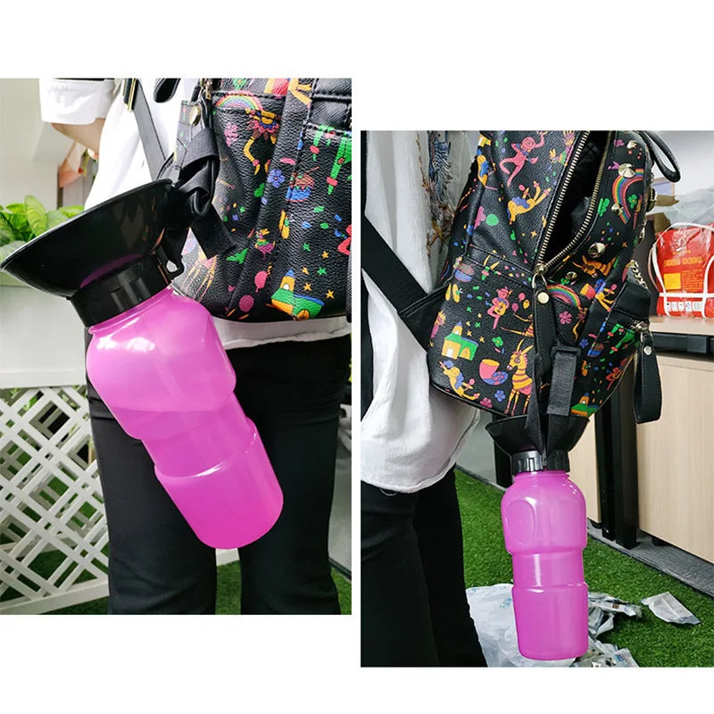 500ml Outdoor Portable Pet Water Bottle – Leakproof Dog &amp; Cat Travel Cup with Drinking Bowl Feeder