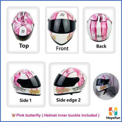 Pet Helmet for Cat Small Dog Pink Butterfly Pattern ABS Buckle Adjustable Strap Outdoor Riding Travel Safety Hat Photo Prop