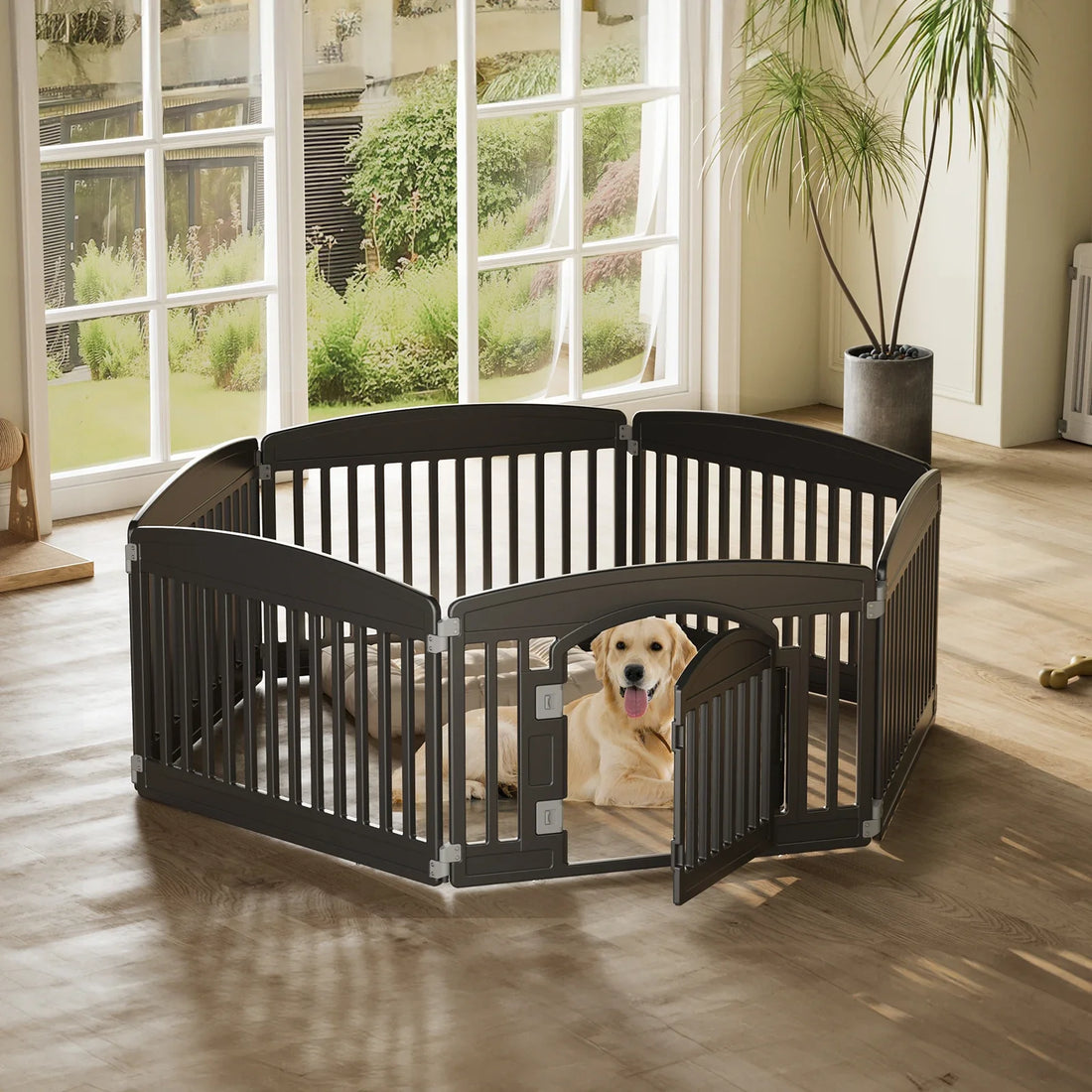 JHK Plastic Dog Playpen Expandable Pet Fence Indoor Outdoor