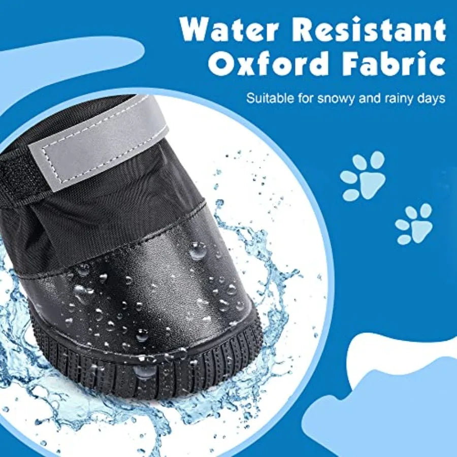 Waterproof Dog Boots for Winter Sw Rainn-Slip Dog Shoes for Medium to Large Dogs Extended Cuff Paw Protectors for Outdoor Walki