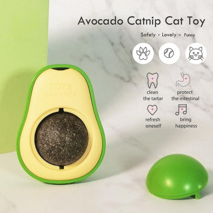 Avocado Wall Ball Cat Toys Edible Licking Balls Snack Healthy Rotatable Treats Toys Kitten Supplies Teeth Cleaning Totaling Catnip Wall Ball Toys