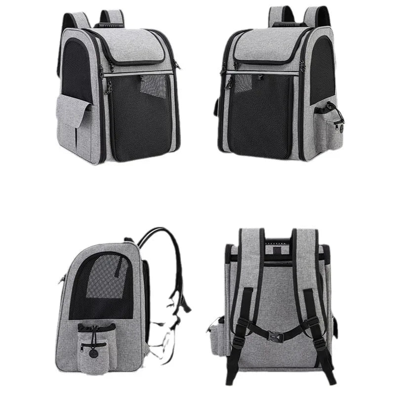 Pet Backpack Portable Breathable Outdoor Foldable Expandable Cat &amp; Dog Backpack Large Capacity Oxford Cloth Cat Carrying Bag