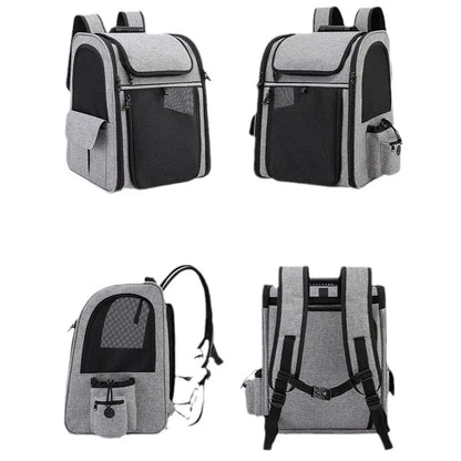 Pet Backpack Portable Breathable Outdoor Foldable Expandable Cat &amp; Dog Backpack Large Capacity Oxford Cloth Cat Carrying Bag