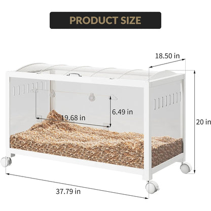 Hamster Cage with Wheels,Metal &amp; Acrylic Habitat for Hamster,Guinea Pig,Gerbil,Mice,Chew-Proof, Dual Doors, Easy Clean