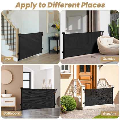 Retractable Baby Gate,HDJ 120inch Extra Wide Baby Safety Gate for Stairs,Doorways,Dog Gate Pet Gate for Indoor and Outdoor,Black