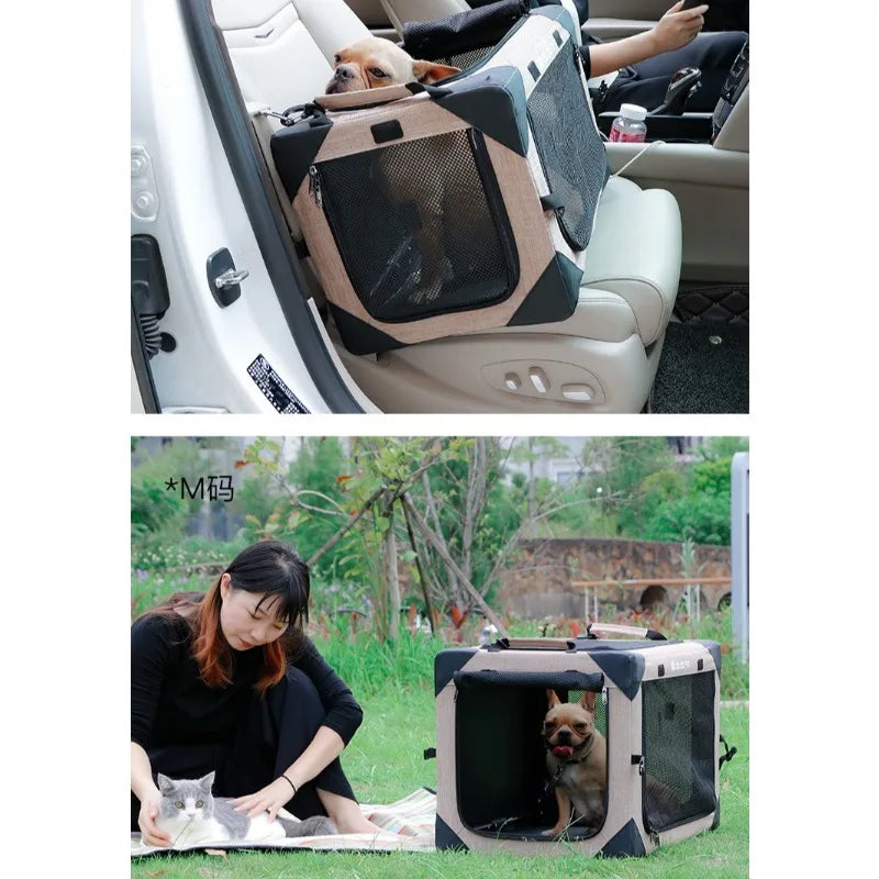 Dog Crate Travel Foldable Pet Crate for Puppy/Small Dog 18 Lbs Soft Cat Carrier Fit for Indoor &amp; Outdoor/Car Back Seat/Trunk