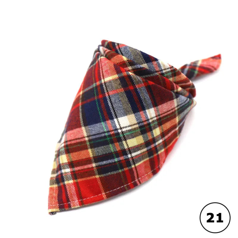 Plaid Cat Dog Bandana Pet Puppy Soft Cotton Bandanas Handkerchiefs Scarfs Triangular Bandages Accessories for Kittens Puppies